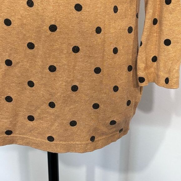 Land's End | Women’s Tan Black Polka Dot Boat Neck Cotton Sweater Top Size S - Picture 6 of 15